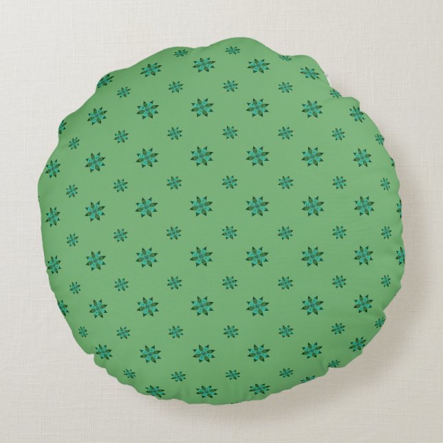 Cojín Redondo Green Star Round Throw Pillow (Reverso)