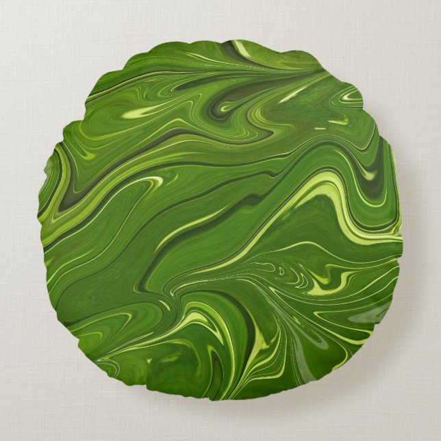 Cojín Redondo Green Swirls (Anverso)