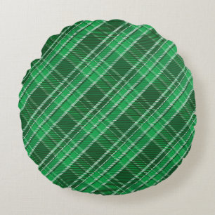 Cojín Redondo Green Tartán Swahili Plaid Pattern-88675