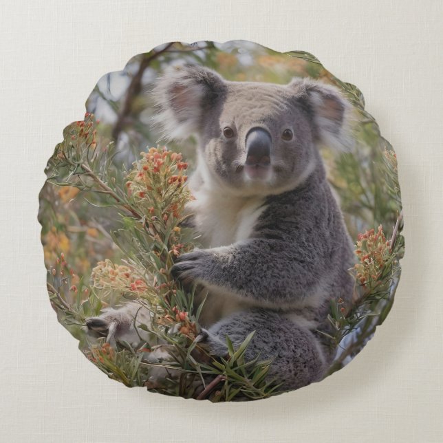 Cojín Redondo Grevillea Koala Bear, (Anverso)