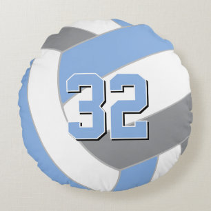 Cojín Redondo gris azul o CUALQUIER equipo colores niños voleibo