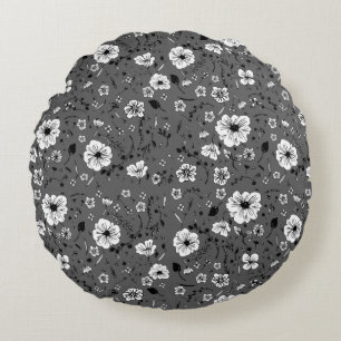 Cojín Redondo Gris floral