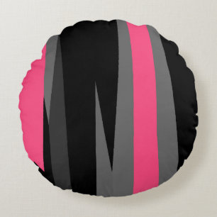 Cojín Redondo gris rosa y abstracto negro