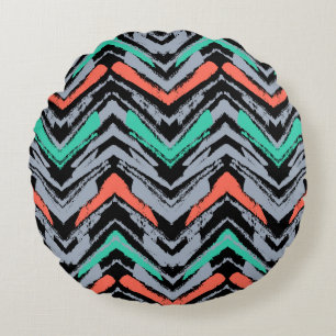 Cojín Redondo Gris, trullo, y modelo dibujado mano coralina de