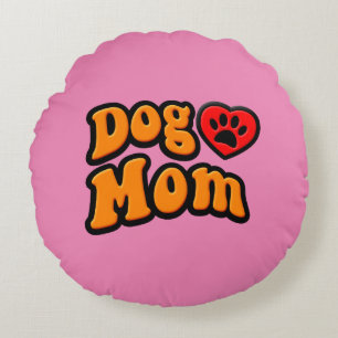 Cojín Redondo Groovy Dog Mom Drawing