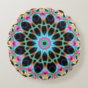 Cojín Redondo Groovy Floral Geométrico Mandala Redondo
