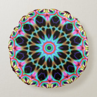 Cojín Redondo Groovy Floral Geométrico Mandala Redondo