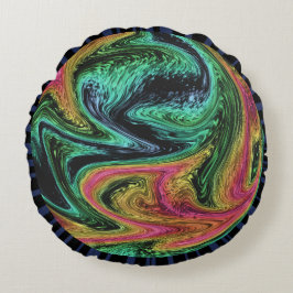 Cojín Redondo Groovy Neon Marble
