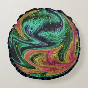 Cojín Redondo Groovy Neon Marble