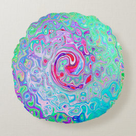 Cojín Redondo Groovy Resumen Remo Rosa y Bañera Verde