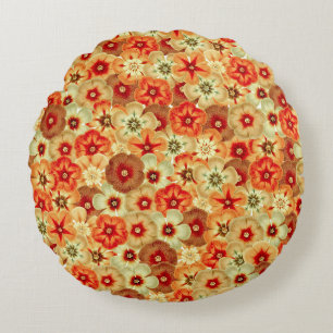 Cojín Redondo Groovy Retro Naranja Hippie FlowPattern