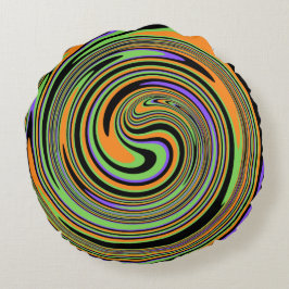 Cojín Redondo Groovy Swirl Negro