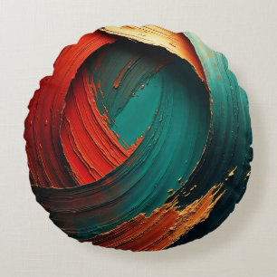Cojín Redondo Groso Pinceladas Óleo Pintado Abstracto