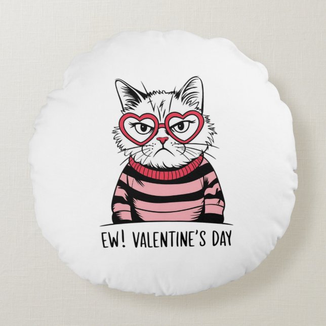 Cojín Redondo Grumpy Cat Valentine Day (Anverso)