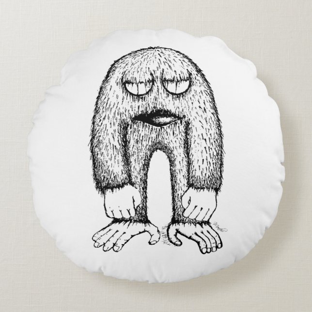 Cojín Redondo Grumpy Little Monster Indie Art Pillow (Anverso)