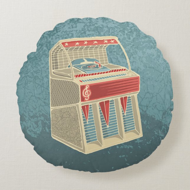 Cojín Redondo Grunge Jukebox (Anverso)