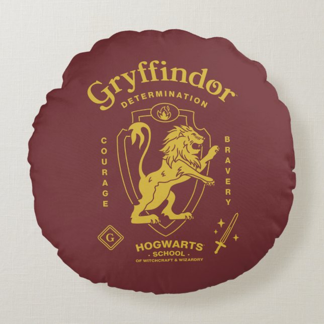 Cojín Redondo GRYFFINDOR™ Determination Courage Bravery Crest (Anverso)