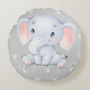 Cojín Redondo Guardería de elefante bebé decoración linda 