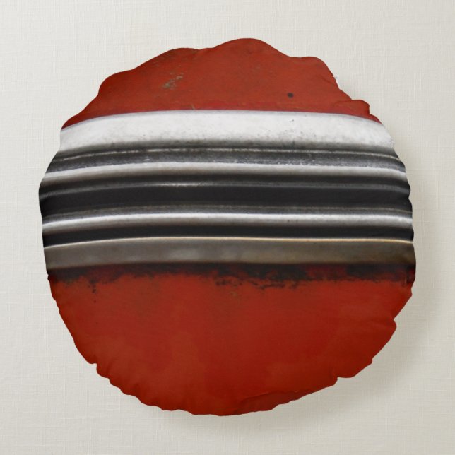 Cojín Redondo Guarnecido plateado de Chevy Rojo (Reverso)