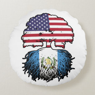 Cojín Redondo Guatemala Guatemalteca, bandera de raíces de árbol