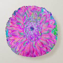 Cojín Redondo Guay Blue y Purple Artsy Dahlia Bloom
