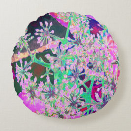 Cojín Redondo Guay Resumen de la naturaleza retro en verde rosa 