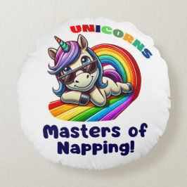 Cojín Redondo Guay Unicorn relajándose con gafas de sol