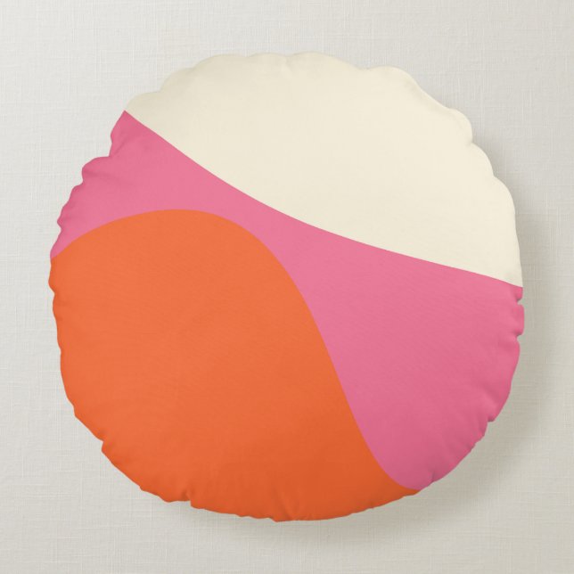 Cojín Redondo Guerras simples 4 en rosa, Naranja y crema (Anverso)