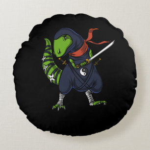 Cojín Redondo Guerrero de Ninja Samurai Dinosaur T-Rex