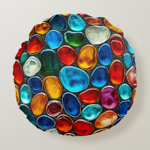 Cojín Redondo Guijarros marinos multicolores