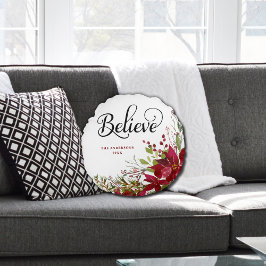 Cojín Redondo Guión de creencia navideña