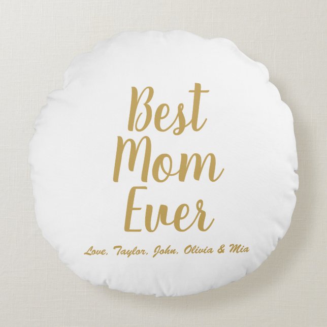 Cojín Redondo Guión de personalizado de oro de la mejor mamá de  (Anverso)