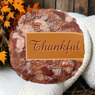 Cojín Redondo Guión otoñal Boho escritura rústico naranja gracia