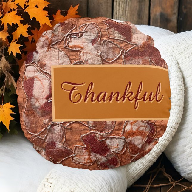 Cojín Redondo Guión otoñal Boho escritura rústico naranja gracia (Subido por el creador)