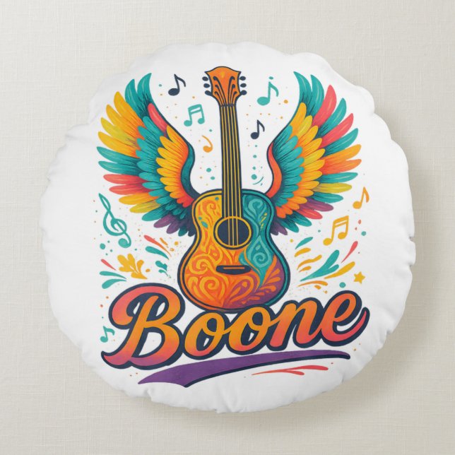 Cojín Redondo Guitarra Boone (Anverso)