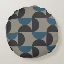 Cojín Redondo Gunmetal Gris Azul Moderno De Mediano Siglo