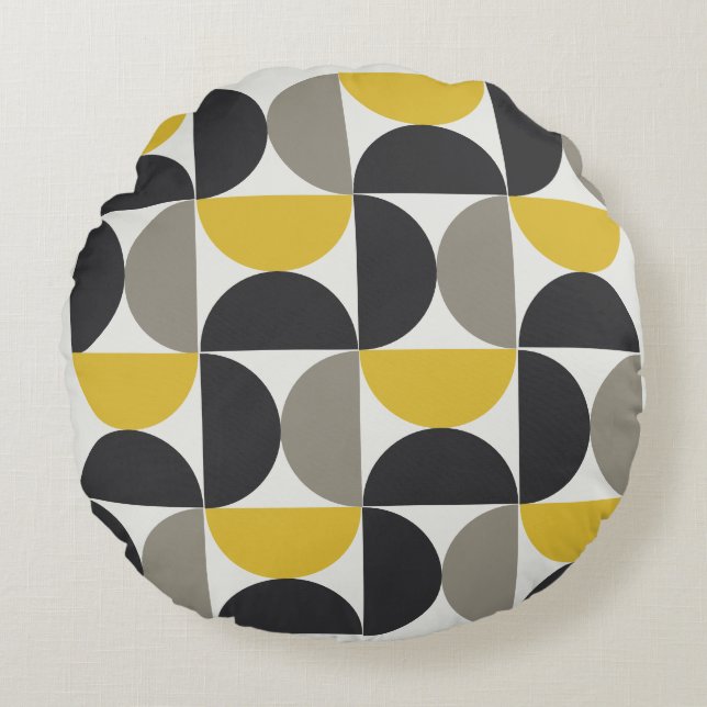 Cojín Redondo Gunmetal turco moderno de mediados del siglo (Anverso)