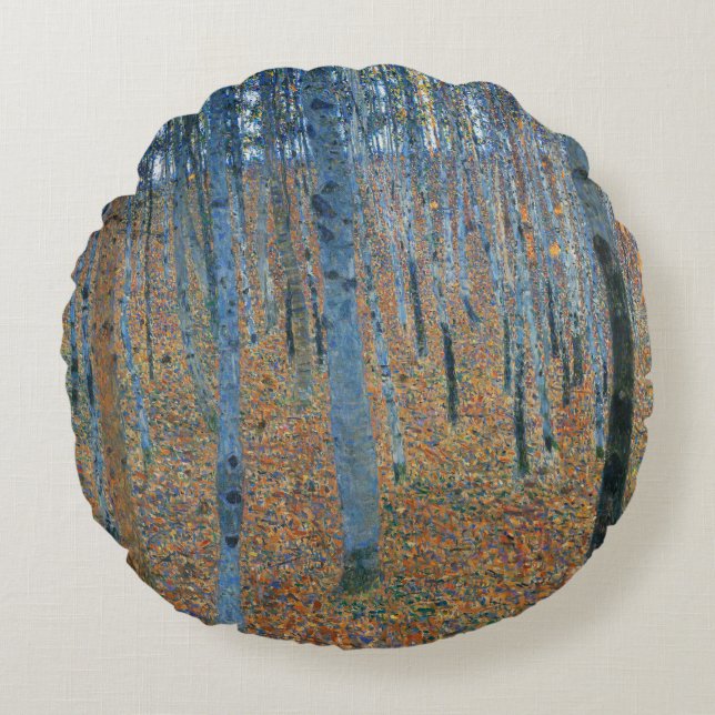 Cojín Redondo Gustav Klimt Beech Tree Forest Grove (Anverso)
