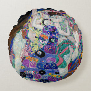 Cojín Redondo Gustav Klimt Pintando La Virgen