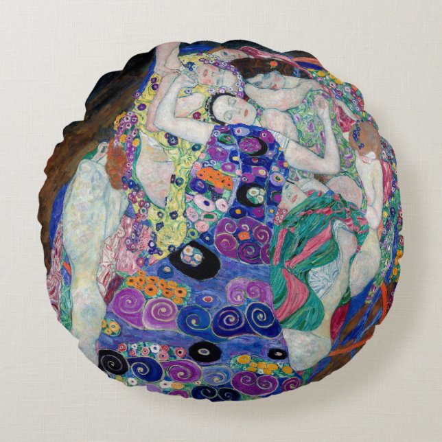 Cojín Redondo Gustav Klimt Pintando La Virgen (Anverso)