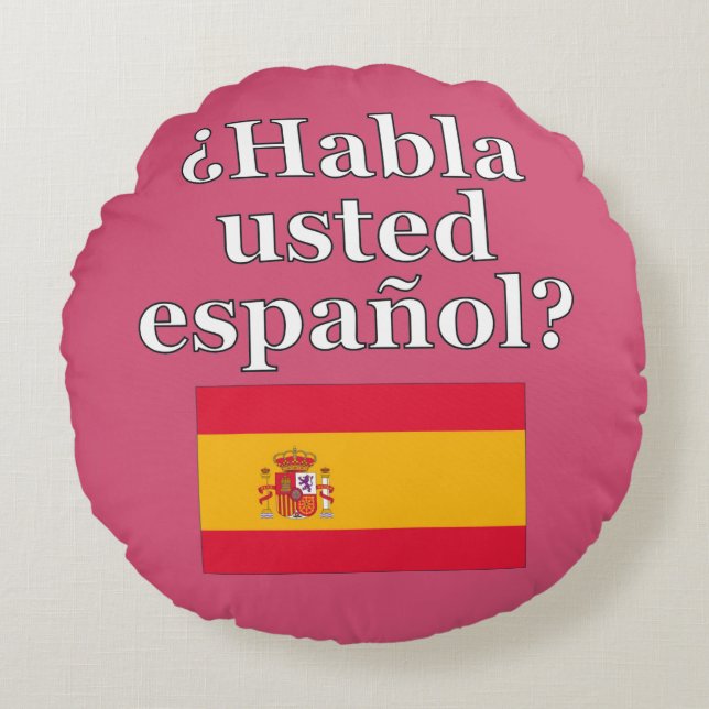 Cojín Redondo ¿Hablas español? Bandera (Anverso)