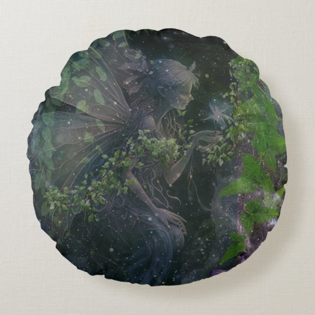 Cojín Redondo "Hada Espacial Celestial"  (Anverso)