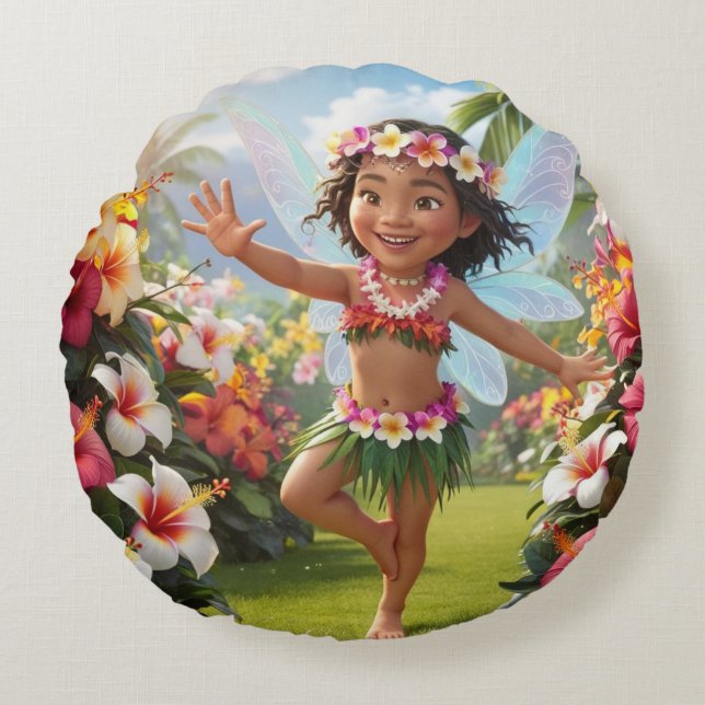 Cojín Redondo Hada tropical (Anverso)