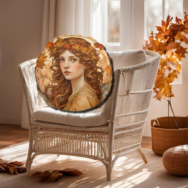 Cojín Redondo Hadas de otoño - Art Nouveau (Subido por el creador)