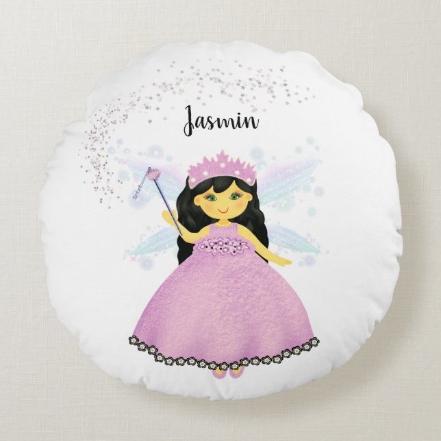Cojín Redondo Hadas de princesa pequeña (Anverso)