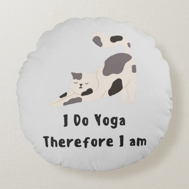 Cojín Redondo Hago yoga, así que lo soy (Anverso)