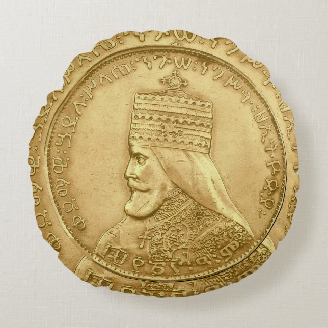 Cojín Redondo Haile Selassie Jah Rastafari Reggae Rasta Roots  (Anverso)