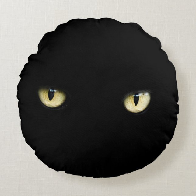 Cojín Redondo Halloween Black Cat Oyes Round Pillow (Anverso)