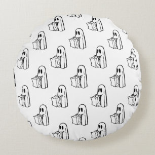 Cojín Redondo Halloween, Blanco Fantasma, Truco O Trato, Boo