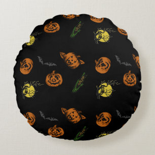 Cojín Redondo Halloween/calabaza/almohada de tiro de murciélago